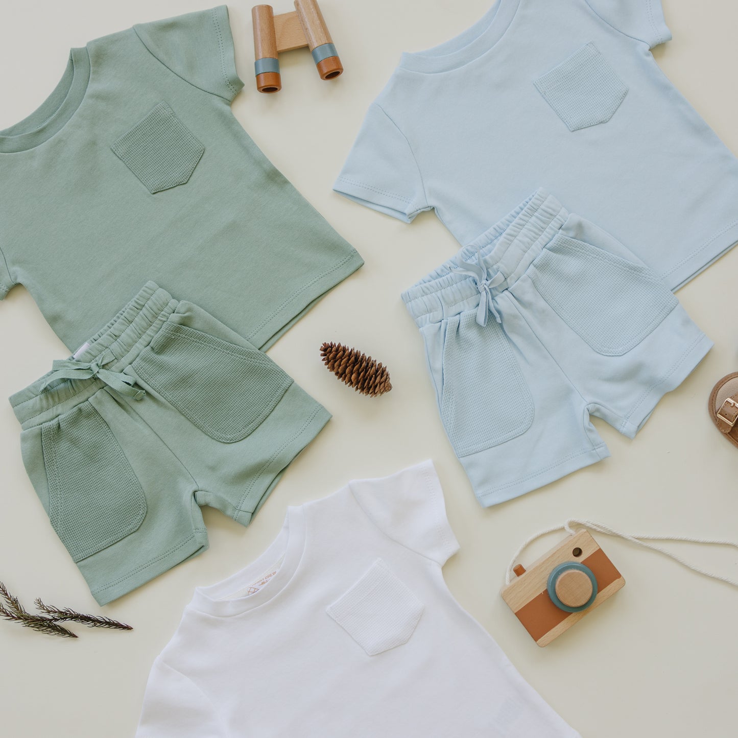 Waffle Pocket Tee | White Sand