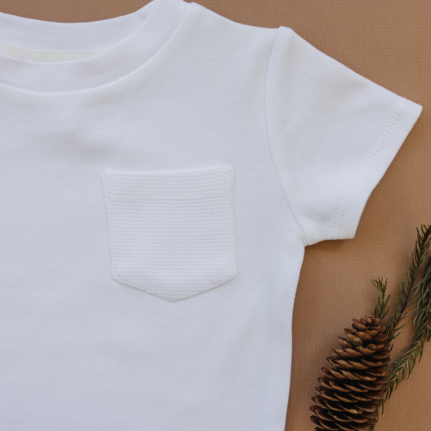 Waffle Pocket Tee | White Sand