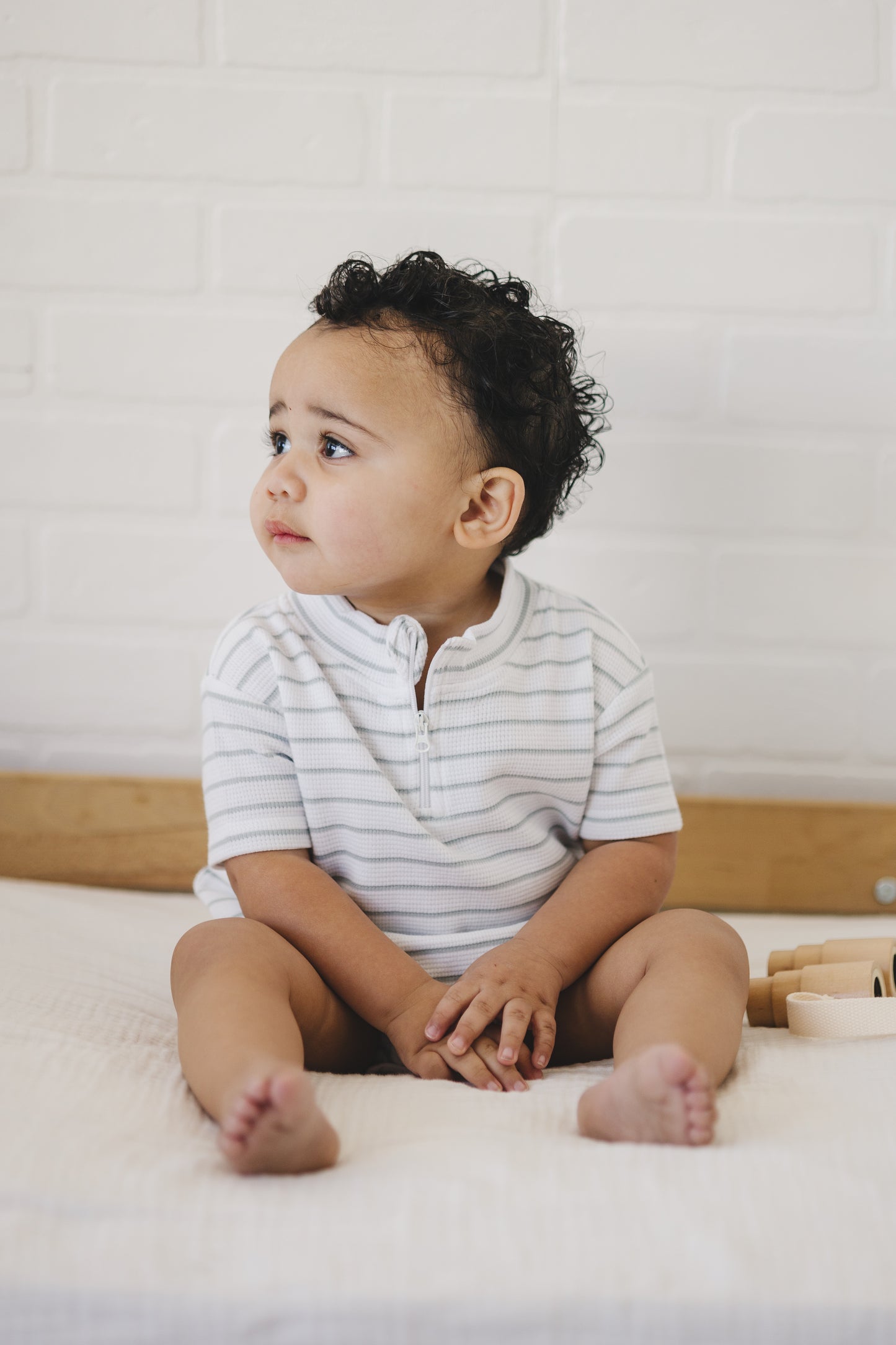 Bubble Romper | Seafoam Stripe